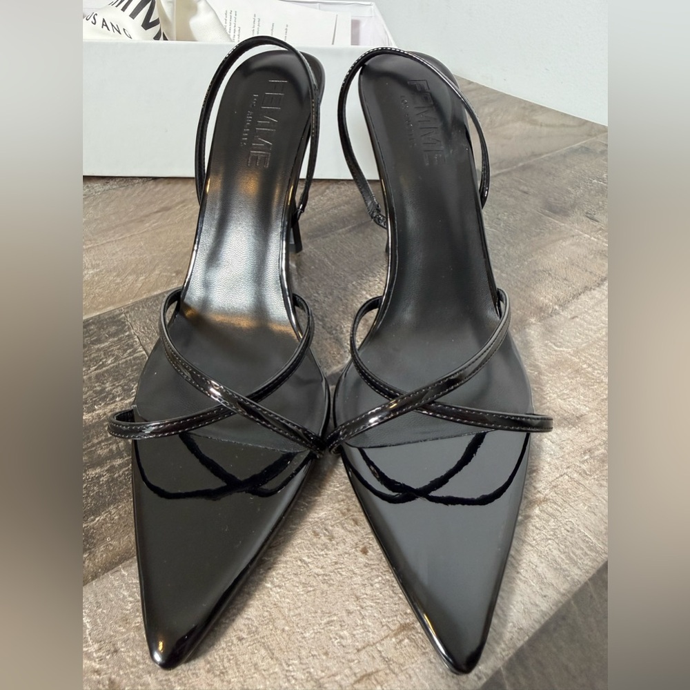 Femme Los Angeles Sunset Sandal Black Patent Strappy Stiletto Y2K Night Out‎ 11